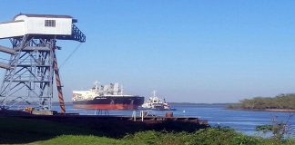 Cargan trigo en el puerto de Diamante