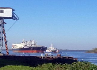 Cargan trigo en el puerto de Diamante