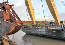 Limpian el sector de ingresos para buques en Puerto Ibicuy