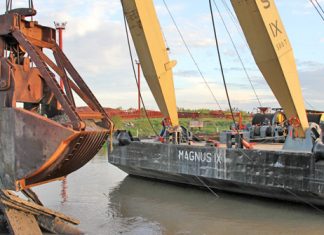 Limpian el sector de ingresos para buques en Puerto Ibicuy