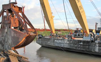 Limpian el sector de ingresos para buques en Puerto Ibicuy