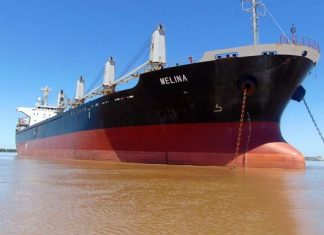 Llega el ultramarino «Melina» para cargar arroz entrerriano a granel