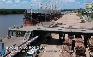 El Xing Rong Hai finaliza su carga de madera en Concepción del Uruguay