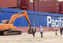 En un marco de estrictas normas sanitarias se realizó la carga de madera en el puerto de Concepción del Uruguay