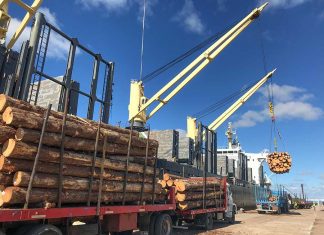 El Rose Harmony carga madera en Concepción del Uruguay